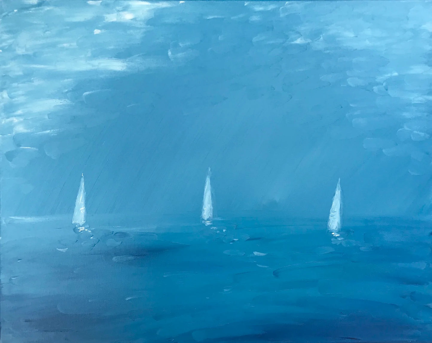 Abstract Horizon Sailboats Light Blue - SOLD