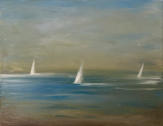 Vintage Sailboats Blue Rust - SOLD