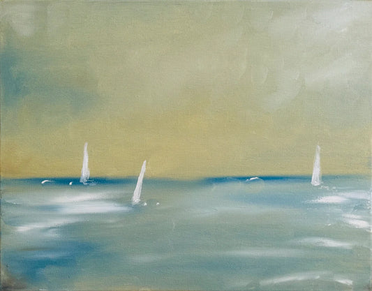 Oil Sunset Sailboats Medium - SOLD