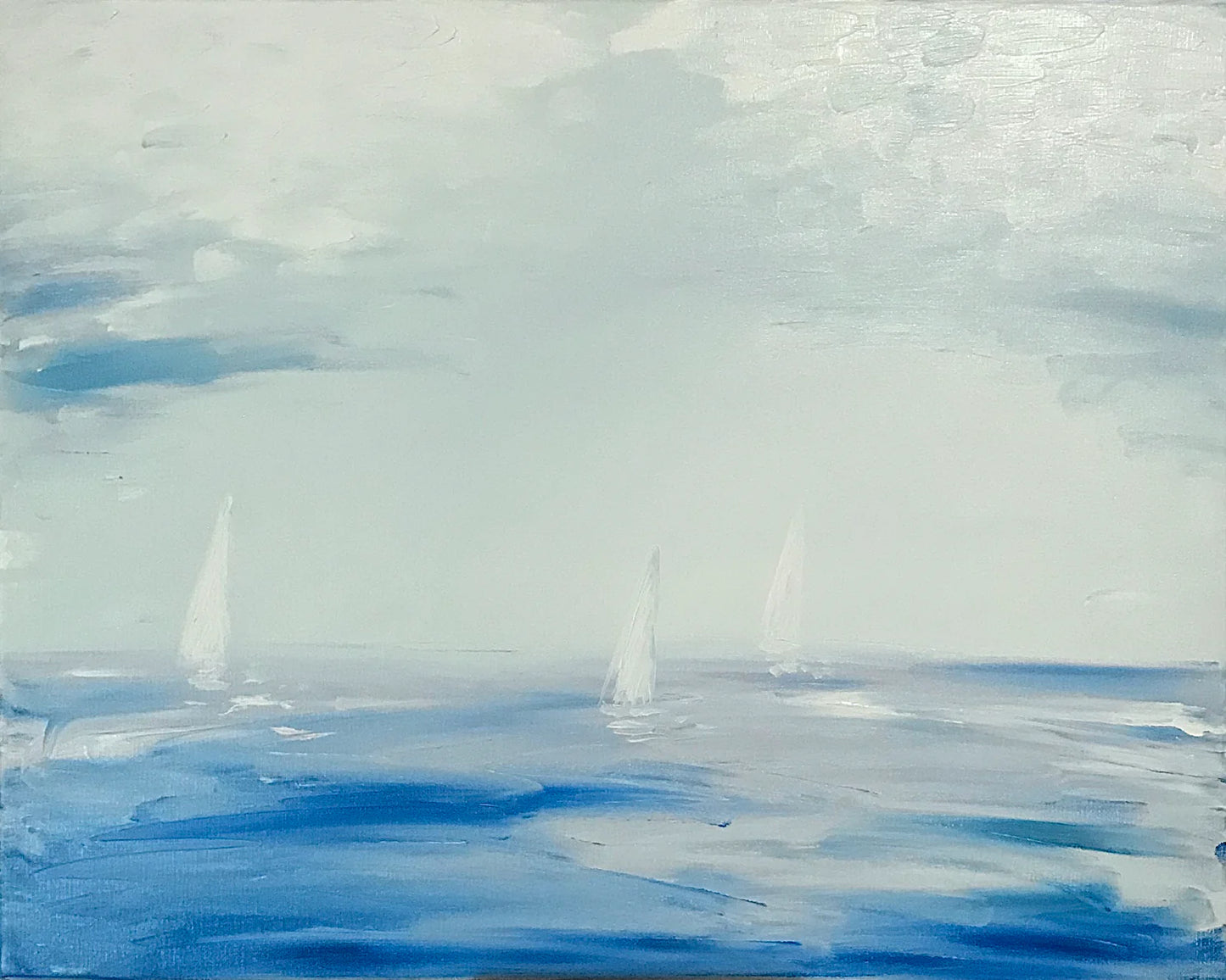 Abstract Horizon Sailboats Pale Blue - SOLD