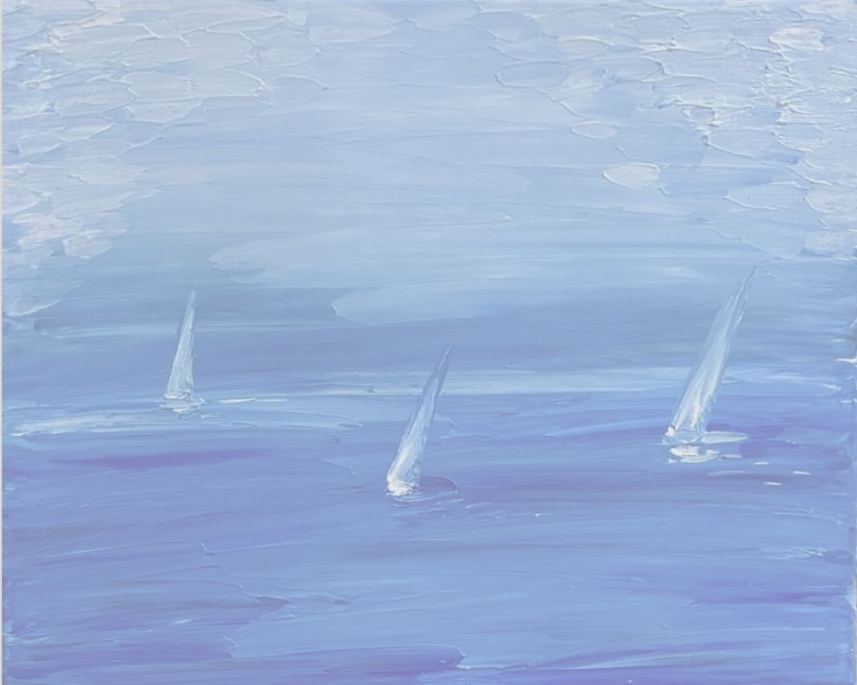 Abstract Horizon Sailboats Blue Gray - SOLD