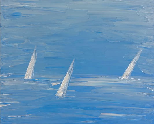 Abstract Horizon Sailboats Hazy Blue