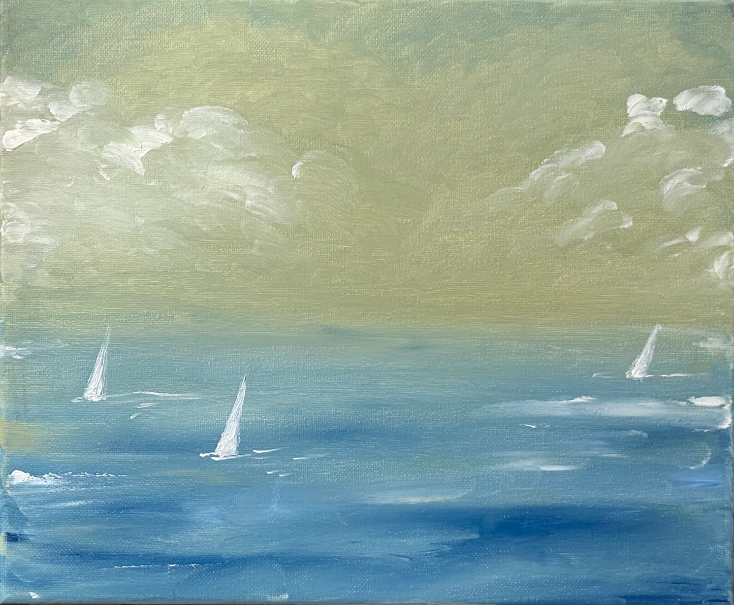 Oil Sunset Sailboats Small