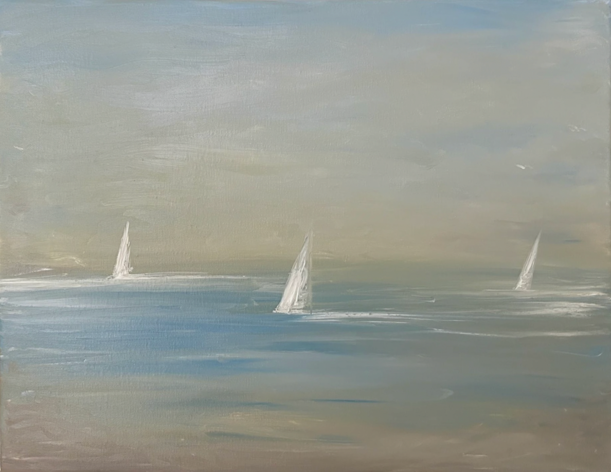 Vintage Sailboats Blue Rust - SOLD