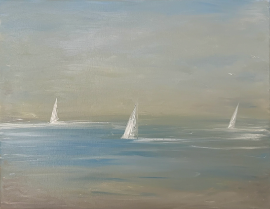 Vintage Sailboats Blue Rust - SOLD