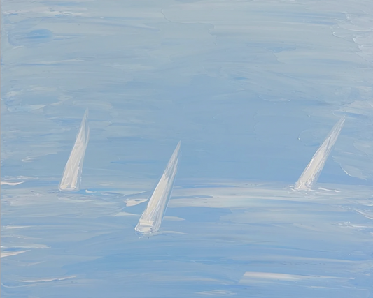 Abstract Horizon Sailboats Hazy Blue - SOLD