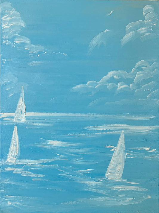 Light Blue Sailboats Small