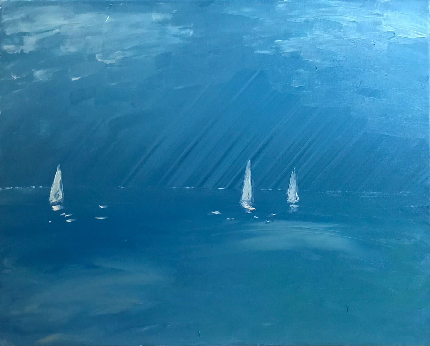 Abstract Horizon Sailboats Blue - SOLD