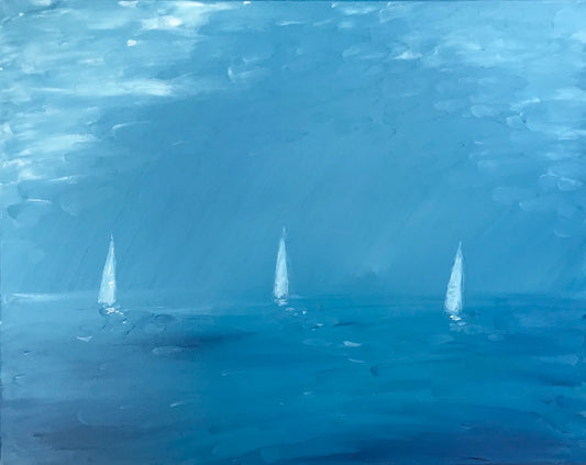 Abstract Horizon Sailboats Light Blue