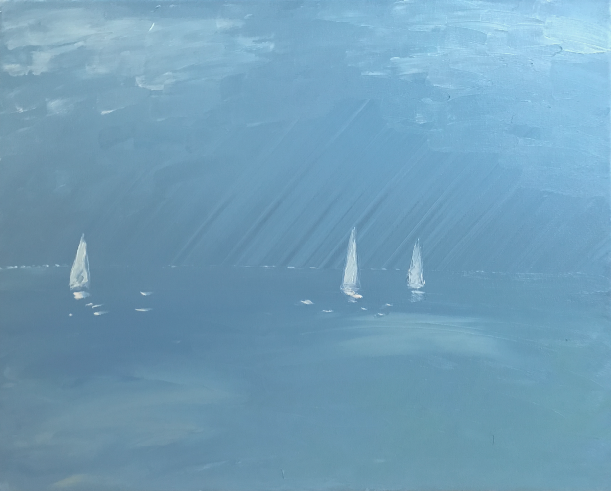 Abstract Horizon Sailboats Blue - SOLD