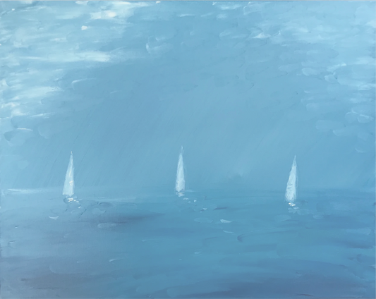 Abstract Horizon Sailboats Light Blue